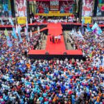 Presiden Prabowo Hadiri Peringatan Hari Buruh Internasional di Monas
