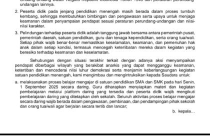 Surat Edaran Disdikbud Kalsel: Hak Siswa Berpendapat Tetap Terjamin, Keamanan Diutamakan