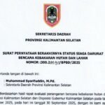 Pemprov Kalsel Nyatakan Status Siaga Darurat Karhutla Resmi Berakhir