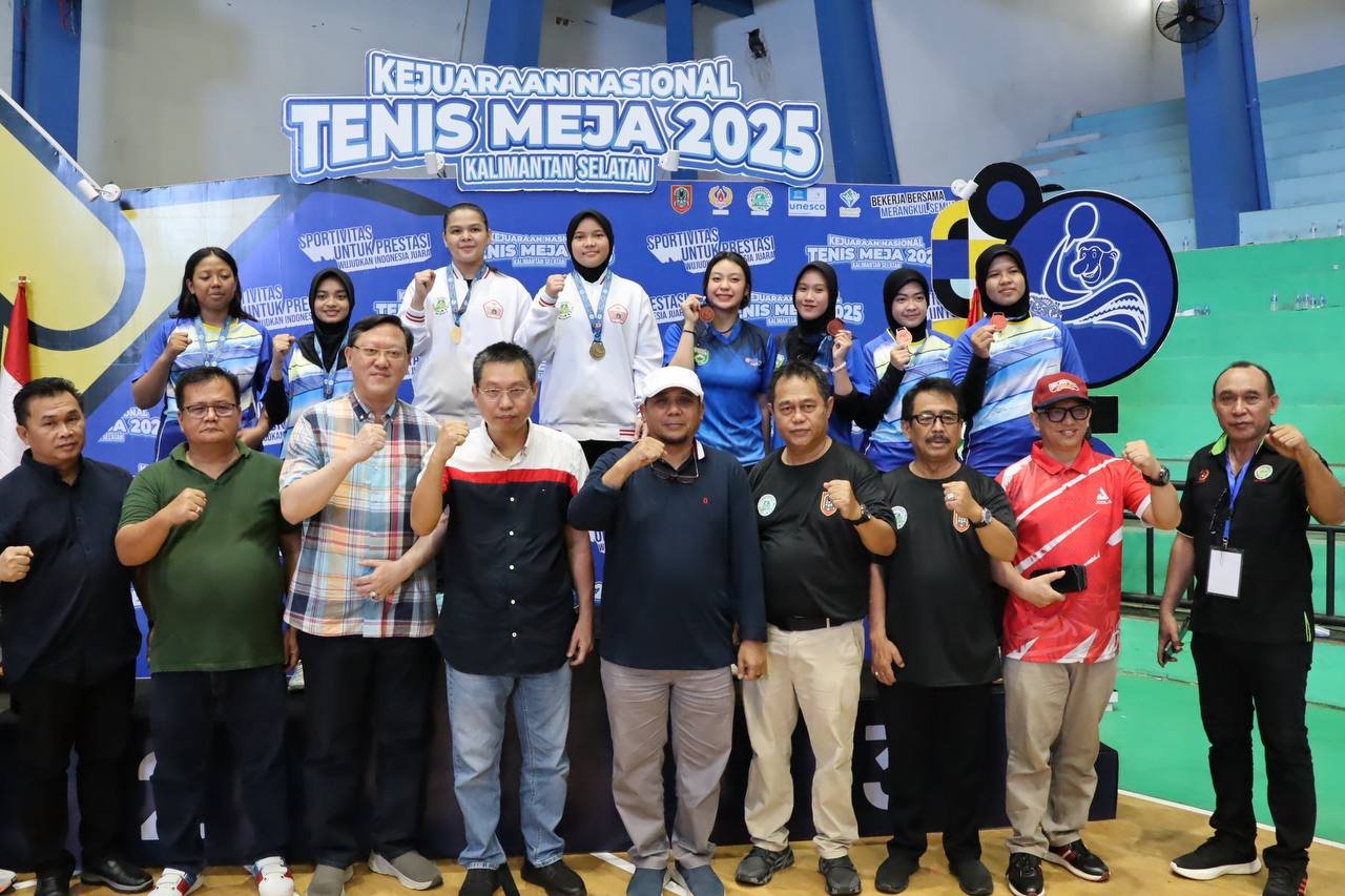 Kontingen Kalsel Tembus Peringkat 6 Nasional di Kejurnas Tenis Meja 2025
