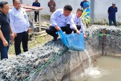 Penguatan Ketahanan Pangan, Lapas IIA Banjarmasin Tebar Bibit Ikan Nila dan Papuyu di Area Lapas