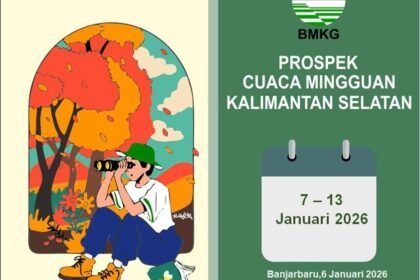 BMKG Rilis Prospek Cuaca Mingguan Kalsel 7–13 Januari 2026, Warga Diminta Waspada Cuaca Ekstrem