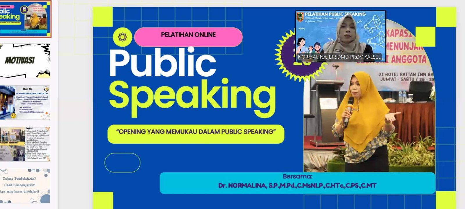 BPSDMD Kalsel Gelar Pelatihan Public Speaking Secara Daring, Perkuat Kompetensi Komunikasi ASN