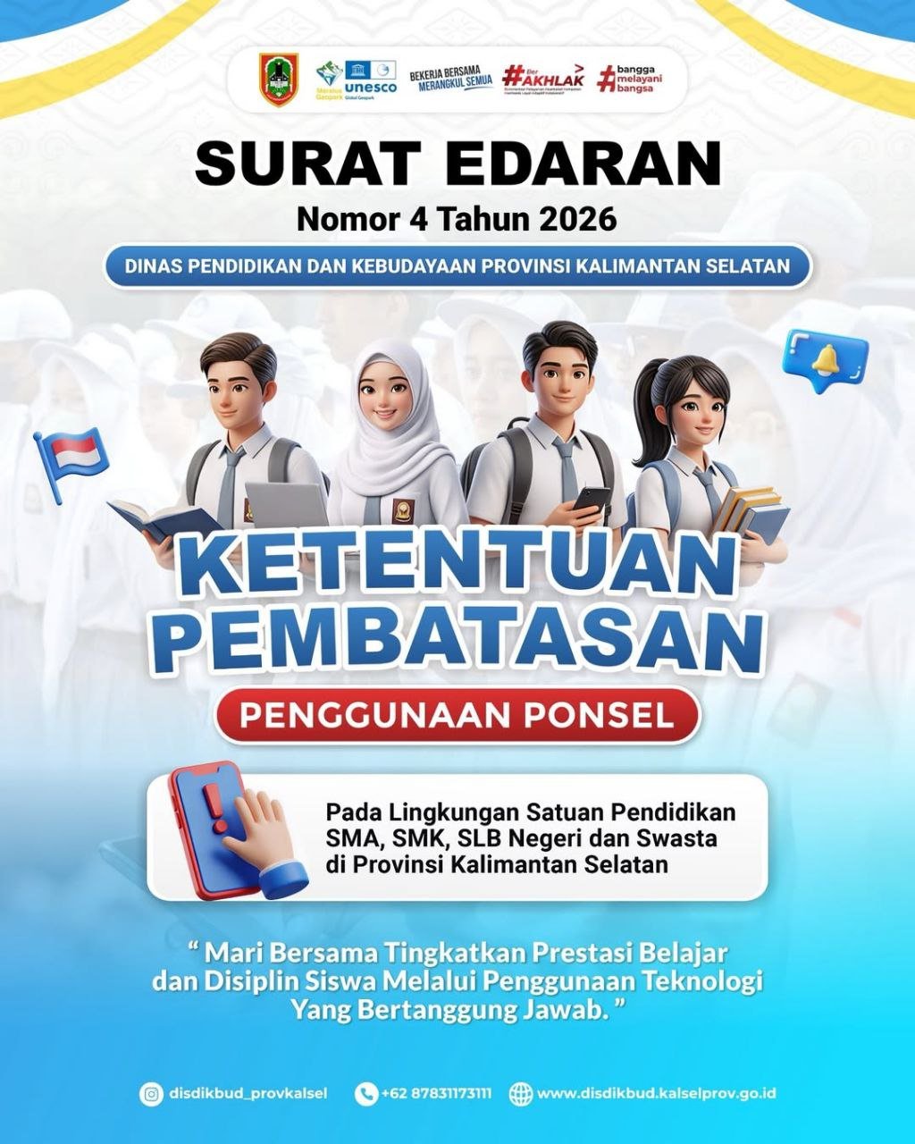 Tingkatkan Fokus Belajar, Disdikbud Kalsel Batasi Penggunaan Ponsel bagi Siswa