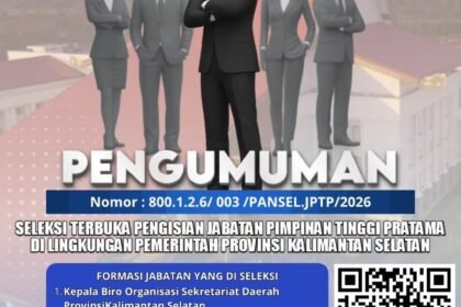 Seleksi JPT Pratama Resmi Dibuka, Pemprov Kalsel Gelar Seleksi Terbuka Secara Transparan