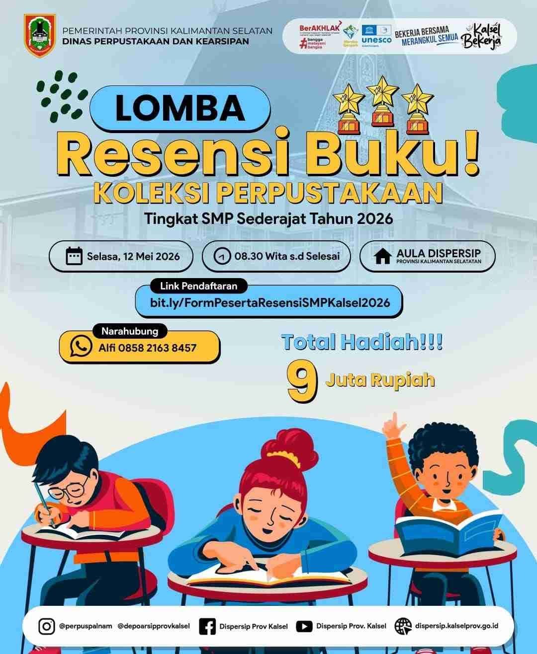 Lomba Resensi Buku Dispersip Kalsel, Ajang Kreativitas Pelajar SMP