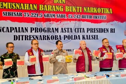 Polda Kalsel Musnahkan 75,2 Kg Sabu dan Ribuan Ekstasi, Kapolda: Selamatkan Ratusan Ribu Jiwa