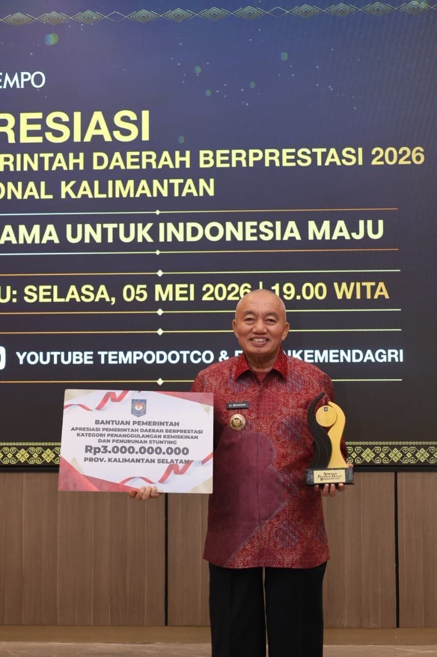 Kalsel Terbaik di Regional Kalimantan, Gubernur H. Muhidin Terima Penghargaan Kemendagri 2026