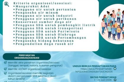 PUPR Kalsel Buka Rekrutmen Anggota TKPSDA WS Cengal–Batulicin Unsur Non Pemerintah
