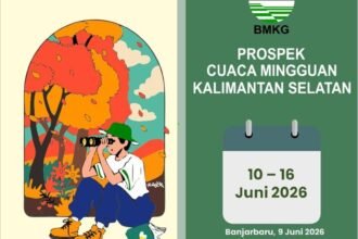 BMKG: Kalsel Berpotensi Diguyur Hujan Disertai Petir pada 10–16 Juni 2026