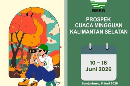 BMKG: Kalsel Berpotensi Diguyur Hujan Disertai Petir pada 10–16 Juni 2026