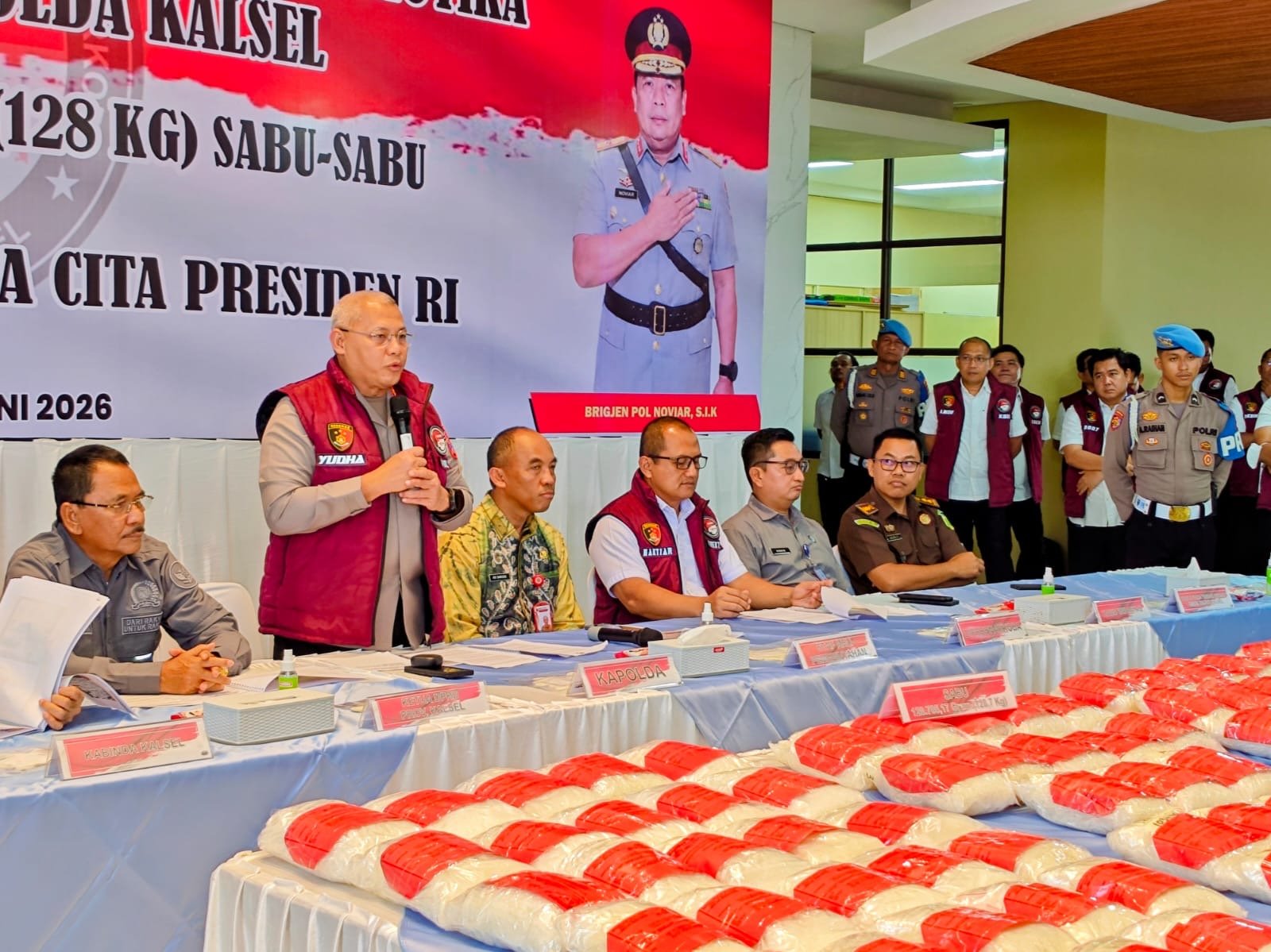 Polda Kalsel Musnahkan 128,7 Kilogram Sabu Senilai Rp231 Miliar, Lima Tersangka Diamankan