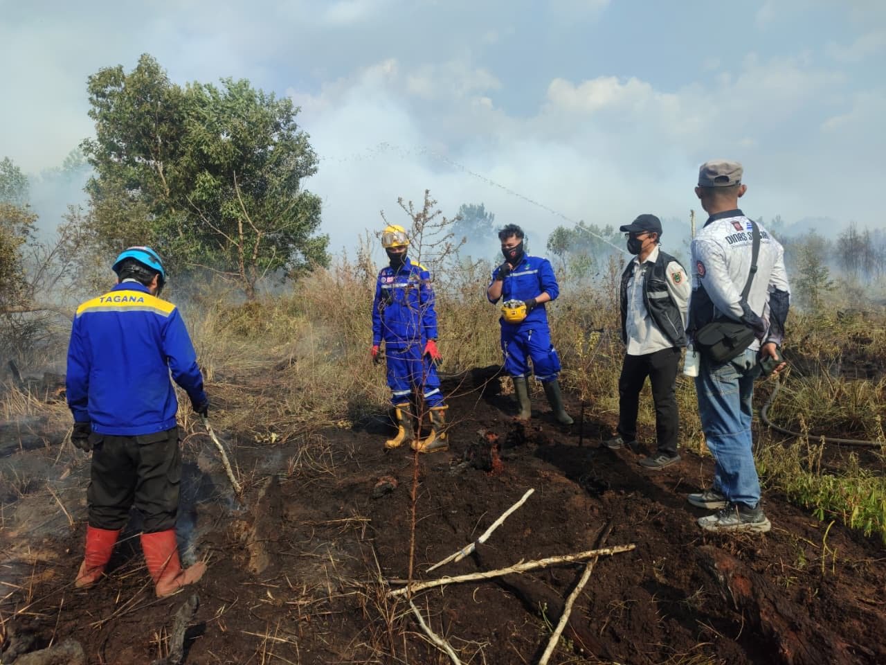 Karhutla Banjarbaru Masih Pekat, Dinsos Kalsel Turunkan Tagana Lakukan Pembasahan